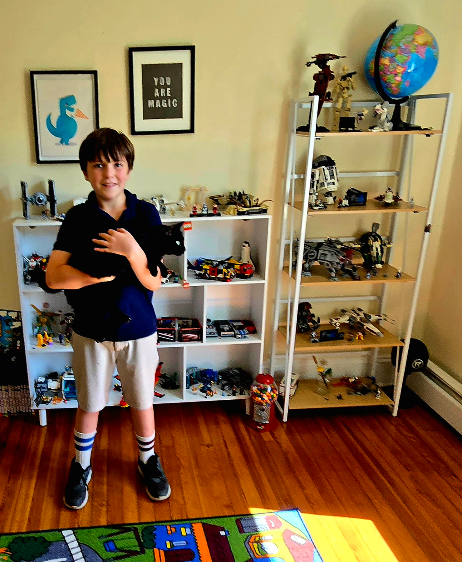 Hudson with his Lego collection