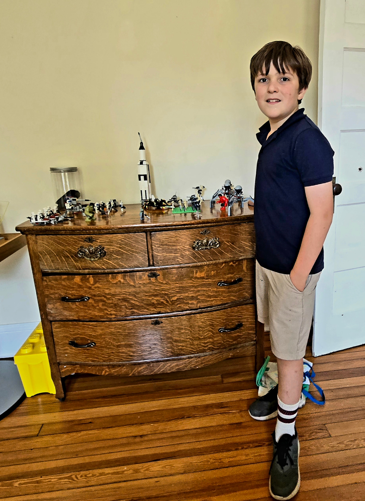 Hudson with his Lego collection